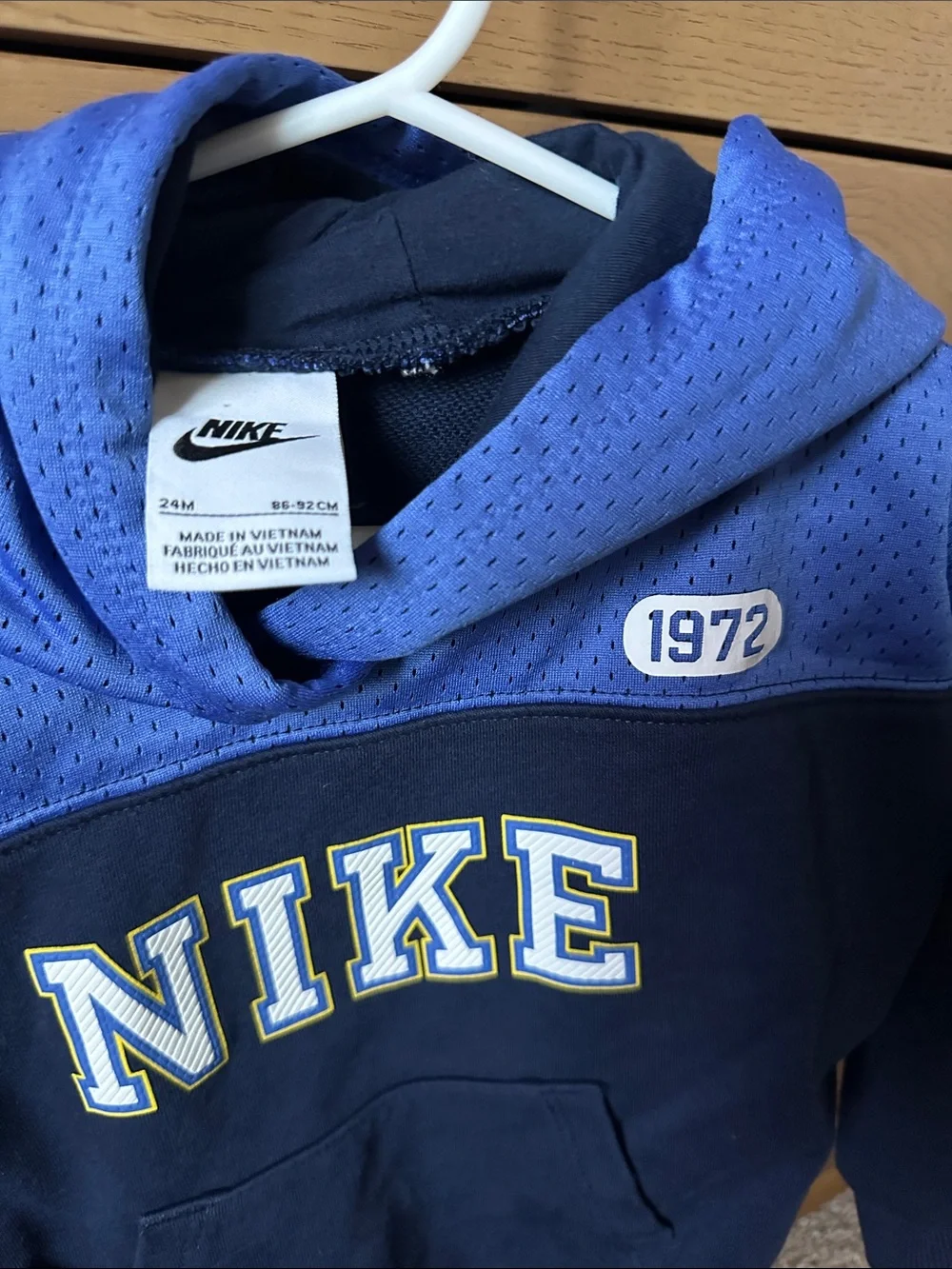 Nike Kids Blue & Navy Pullover Hoodie with Contrast Yoke